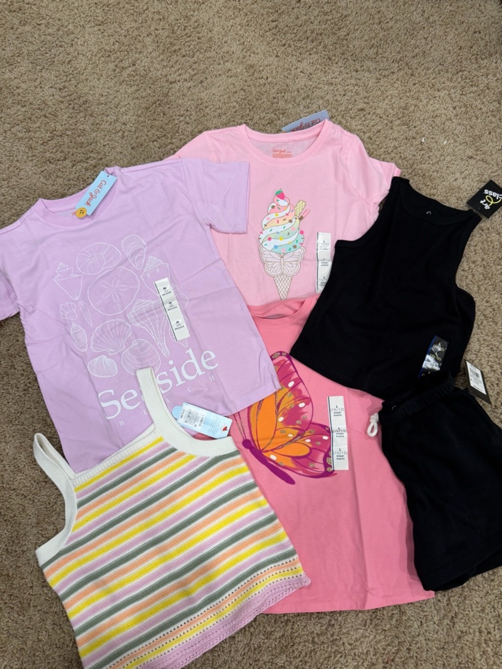 Girls Large (10-12) Summer Tshirt and Short Lot- Cat & Jack, Art Class NWT